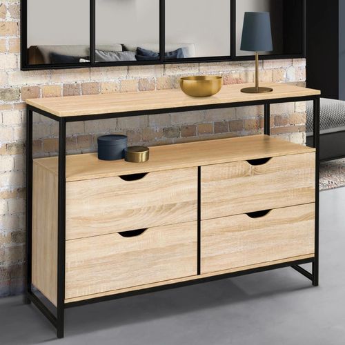 Commode 4 Tiroirs Detroit Design Industriel Avec Étagère