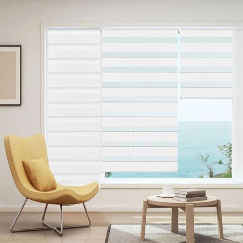 Store enrouleur z?br? jour nuit 60 x 170 cm blanc