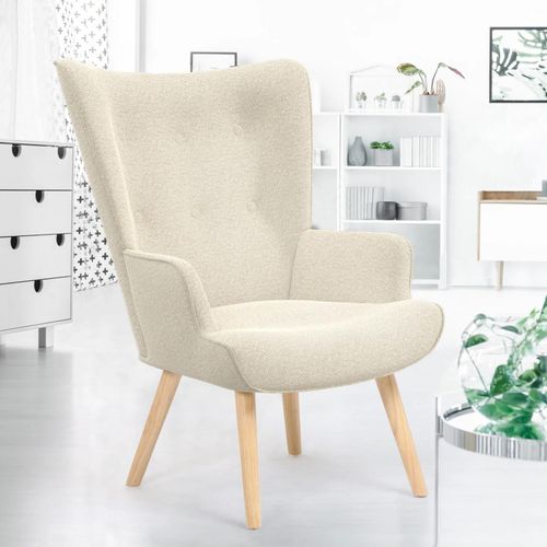 Idmarket Fauteuil Scandinave Ivar En Tissu Beige