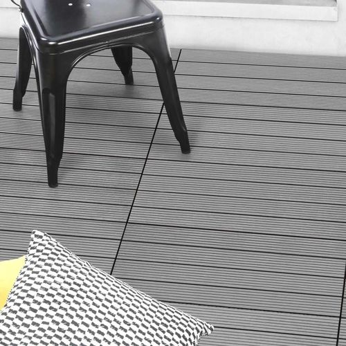 Lot de 5 dalles de terrasse rectangulaire WODHY clipsables bois composite gris 60 x 30 cm