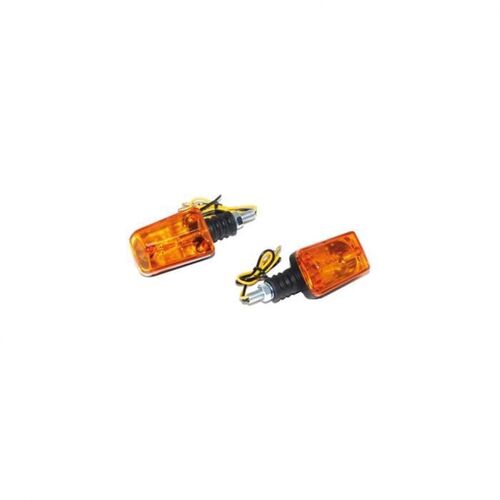 Phares Clignotant Universel Replay Rectangle Orange-Noir Base Courte -Homologue Ce- (Paire)