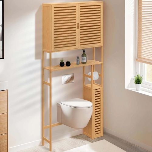 Meuble Wc 3 En 1 Avec Armoires De Rangement Bambou Bea