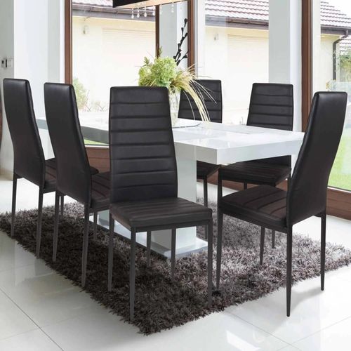 Lot De 6 Chaises Romane Noires Pour Salle À Manger