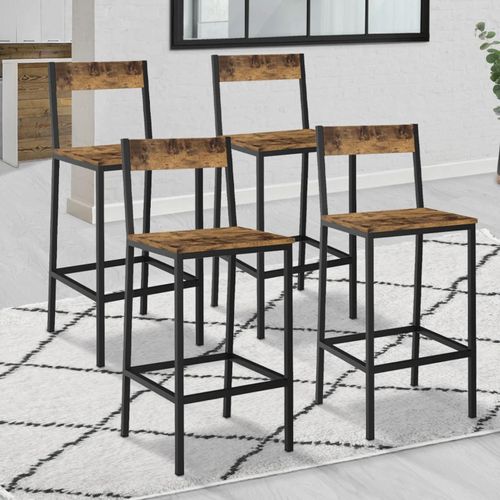 Lot De 4 Tabourets De Bar Dayton Avec Dossier Chaise De Cuisine Design Industriel