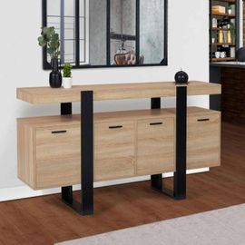 Buffet 160 Cm Phoenix Xxl 4 Portes Bois Et Noir
