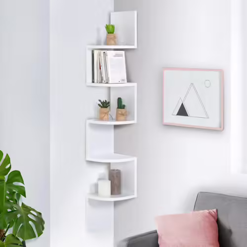 Etagère Murale D'angle Isa 5 Niveaux Blanche