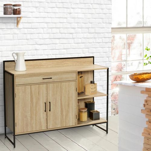 Buffet Bas De Cuisine 120 Cm Detroit Plan De Travail H.83 Cm 2 Portes + Tiroir Design Industriel