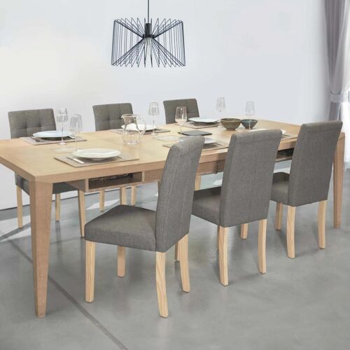Lot de 6 chaises polga capitonnées grises pour salle à manger