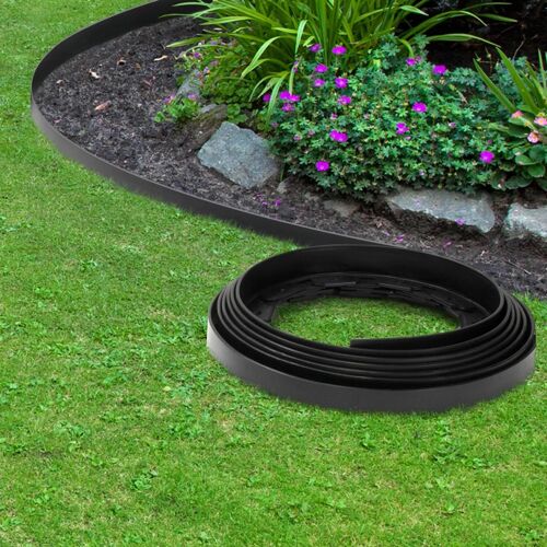 Bordurette De Jardin Flexible 10 M Noire Hauteur 5 Cm + 30 Piquets