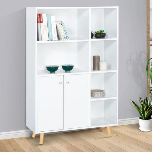 Bibliothèque 2 Portes Emmie Scandinave Bois Blanc