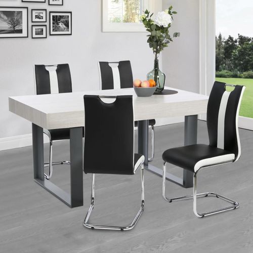 Lot De 4 Chaises Pia Noires Et Blanches Pour Salle À Manger