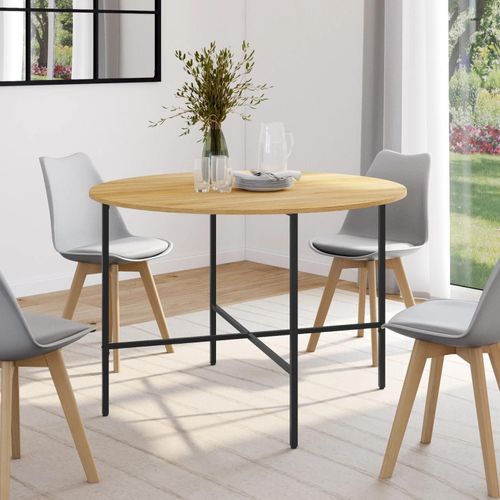 Table À Manger Ronde Detroit 4-6 Personnes Design Industriel 110 Cm