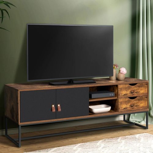 Meuble Tv 140 Cm Chicago 2 Portes Et Tiroirs Design Industriel