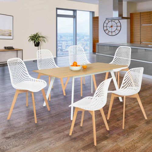 Lot De 6 Chaises Mandy Blanches Pour Salle À Manger