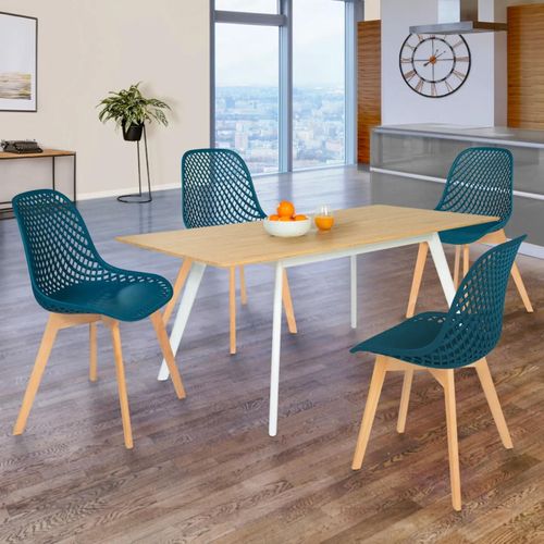 Lot De 4 Chaises Mandy Bleu Canard Pour Salle À Manger