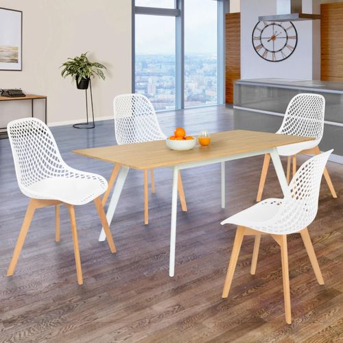 Lot De 4 Chaises Mandy Blanches Pour Salle À Manger