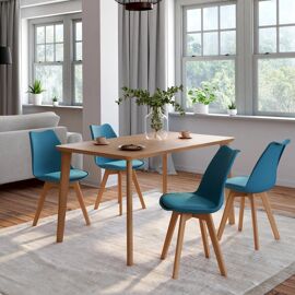 Lot de 4 chaises SARA bleu canard pour salle à manger
