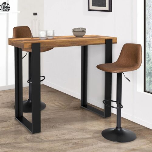 Table haute de bar phoenix bois foncé effet vieilli et noir 113 cm