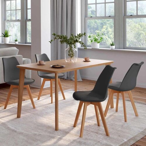 Lot De 4 Chaises Sara Gris Foncé Pour Salle À Manger