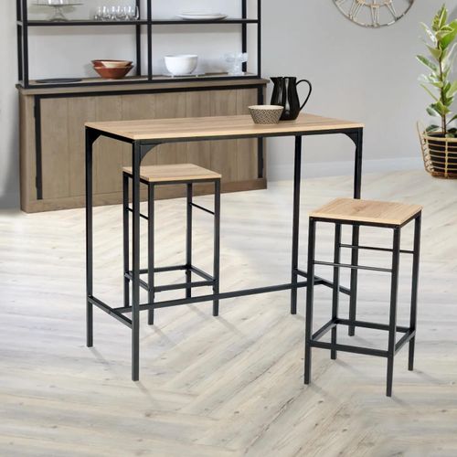 Table Haute De Bar Detroit Et 2 Tabourets Design Industriel