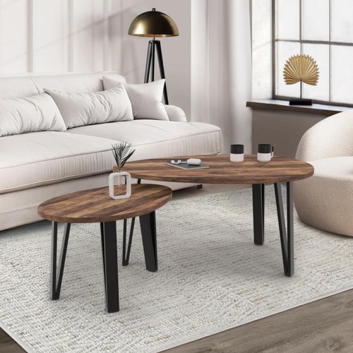 Lot De 2 Tables Basses Gigognes Austria Bois Pied Épingle Noir