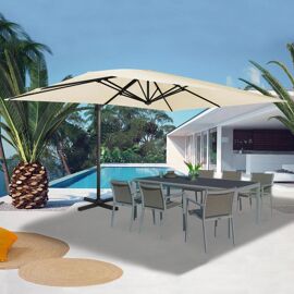 Parasol Déporté Rotatif 360 Calvi Écru 3x4 M Avec Housse