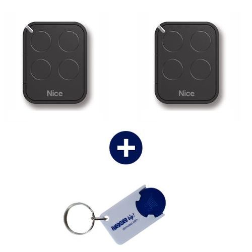 NICE - Lot de 2 Télécommande 4 canaux FLO4RE - 433.92 MHz + 1 porte-clés DOMOBIP