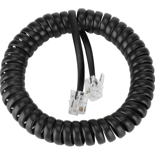 Câble Spiralé Pour Téléphone - Flexible - Cordon Bouclé Rj9 - Prise Rj9 Vers Prise Rj9 - Câble Téléphonique Fixe (Noir, 2 M)