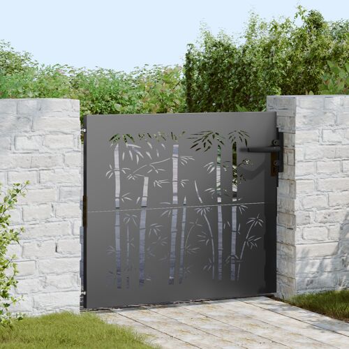 Vidaxl Porte De Jardin Autre Noir 105 X 100 Cm Acier Peint Par Poudre