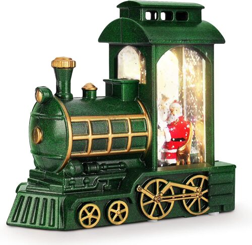 Boule à Neige de Train de Noël,Lanterne à Eau de Noël à Piles Lanterne à Paillettes du Père Noël Lanterne à Neige à LED avec Paillettes tourbillonnantes pour décoration de Noël