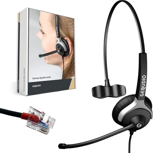 Casque Filaire Compatible Avec Téléphones Yealink, Snom, Avaya Et Grandstream Avec Embout Rj - Câble De Raccordement Inclus - Très Léger: 60G
