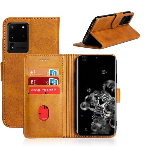 Coque Samsung Galaxy S20 Ultra,Etui Pour Samsung Galaxy S20 Ultra,Etui Pour Telephone A Rabat Samsung Galaxy S20 Ultra,Convient A La Coque Samsung Galaxy S20 Ultra,Marron