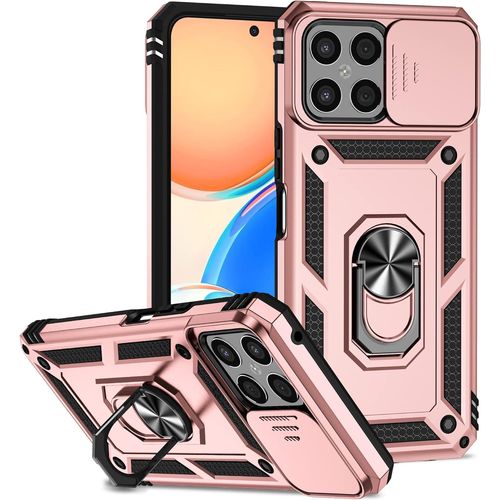Coque Pour Honor X8 Etui, Antichoc Militaire Protection Coque Honor X8 [Protection Camera] [Support De Voiture Magnetique] Honor X8 Housse Or Rose