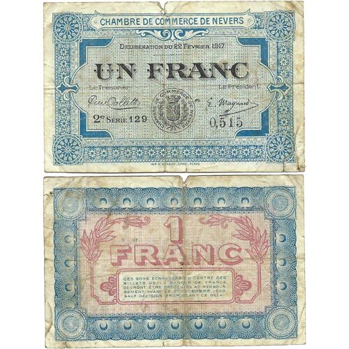 France - Billet - Chambre De Commerce De Nevers - Un Franc - 1917 - Jp.090.14 - 15-178