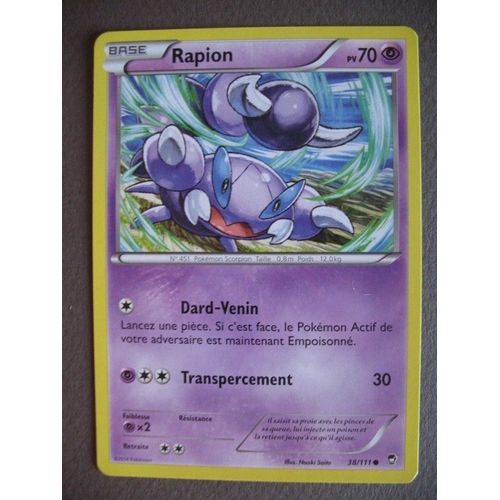 Carte Pokemon - Rapion - 38/111 - Poings Furieux - 2014 - Sco