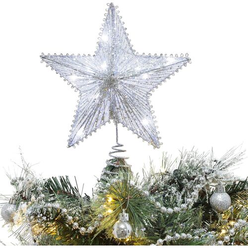 Kal-® 200mm (8") Springy Étoiles Avec White Led Lights - Christmas Tree Top Star/Décoration De Noël