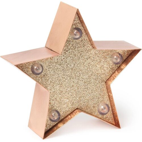 KAL-- Mini Lampe Décorative, 10X9,5 Cm, Crochet Arrière Pour La Suspension, Bouton On/Off, 3 Piles Lr44 Incluses, Pour L'Intérieur Uniquement, Thème Stars, 10X9,5 Cm