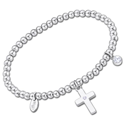 Bracelet Lotus Boules Acier Et Croix
