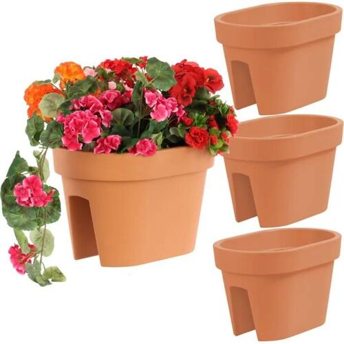 Bacs à fleurs - BOTLE - Lot de 3 - 39,5 cm x 27 cm - Terre cuite - 12,3 L