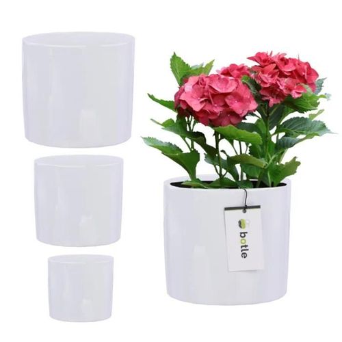 3 X Pot Rond En Céramique H 16 12,5 12 Blanc