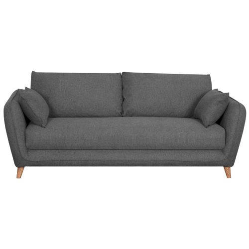 Canapé Convertible Scandinave 3 Places Gris Anthracite Avec Matelas 10 Cm Creep
