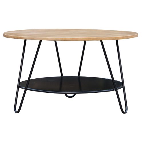 Table Basse Ronde En Manguier Massif Et Métal Noir Priya