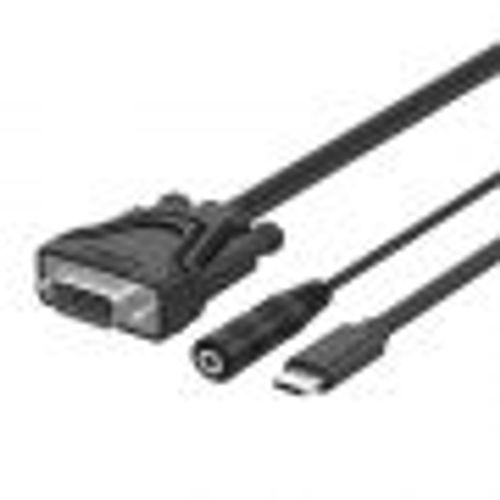 CABLE USB TYPE C MALE TO VGA 15 MALE 1.80M AVEC SORTIE AUDIO