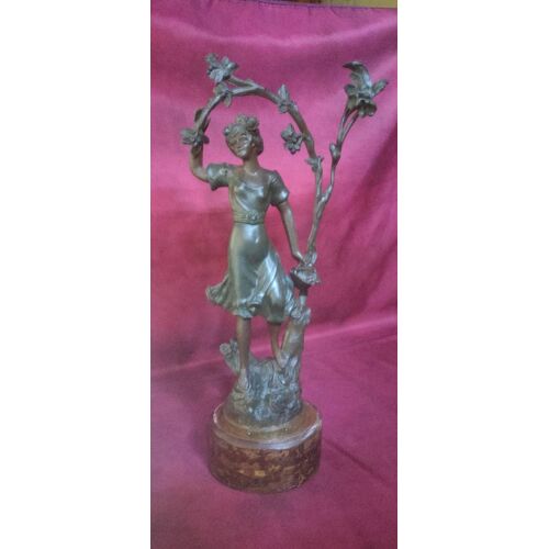 Ancienne Statue En Régule La Cueillette Par Ruchot 