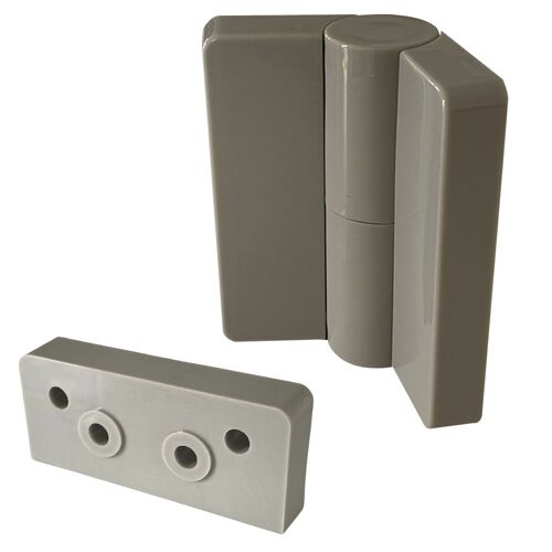 HOMEWELL - Paumelle à droite en nylon avec cache vis + cale de paumelle pour cabines sanitaires - RAL 7038