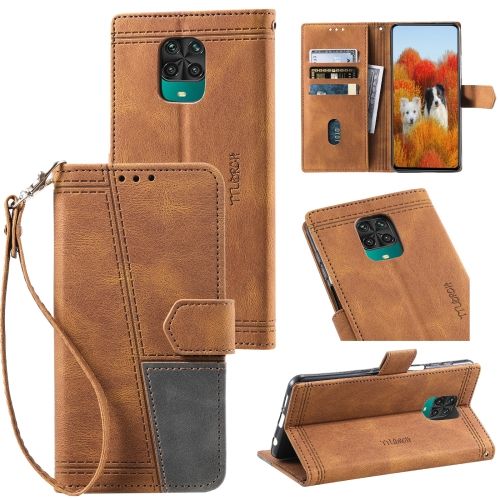 Pour Xiaomi Redmi Note 9 Pro Étui En Cuir D'épissage - Marron