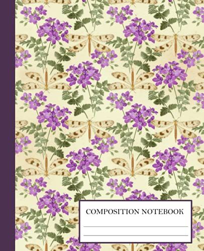 Composition Notebook: Wide Ruled Lined Paper Notebook With Dragonflies And Flowers | Workbook For Kids, Teens & Young Adults | Perfect For School & College | 7.5 X 9.25 | 110 Pages | Softcover