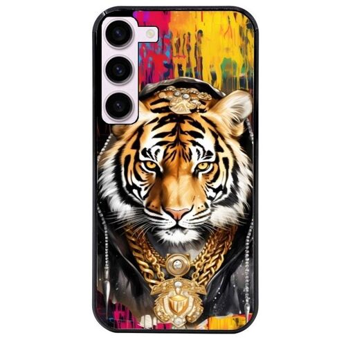 Coque Noire Pour Galaxy S25 Tigre Style Hip Hop