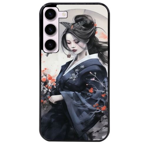 Coque Noire Pour Galaxy S25 Motif Japan Geisha