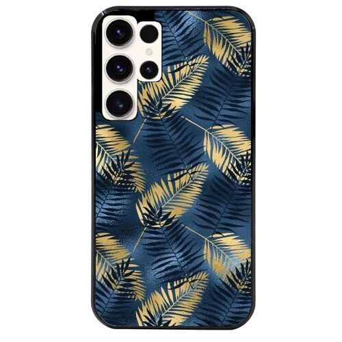 Coque Noire Pour Galaxy S25 Ultra Motif Palmier Bleu